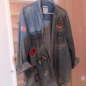 AEO - Denim Button Down with Trendy Patches